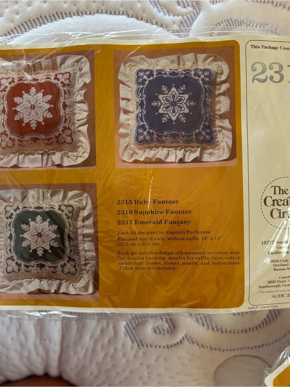 The Creative Circle Ruby Fantasy Embroidered Pillow Kit - Red Eugenia Parfionow